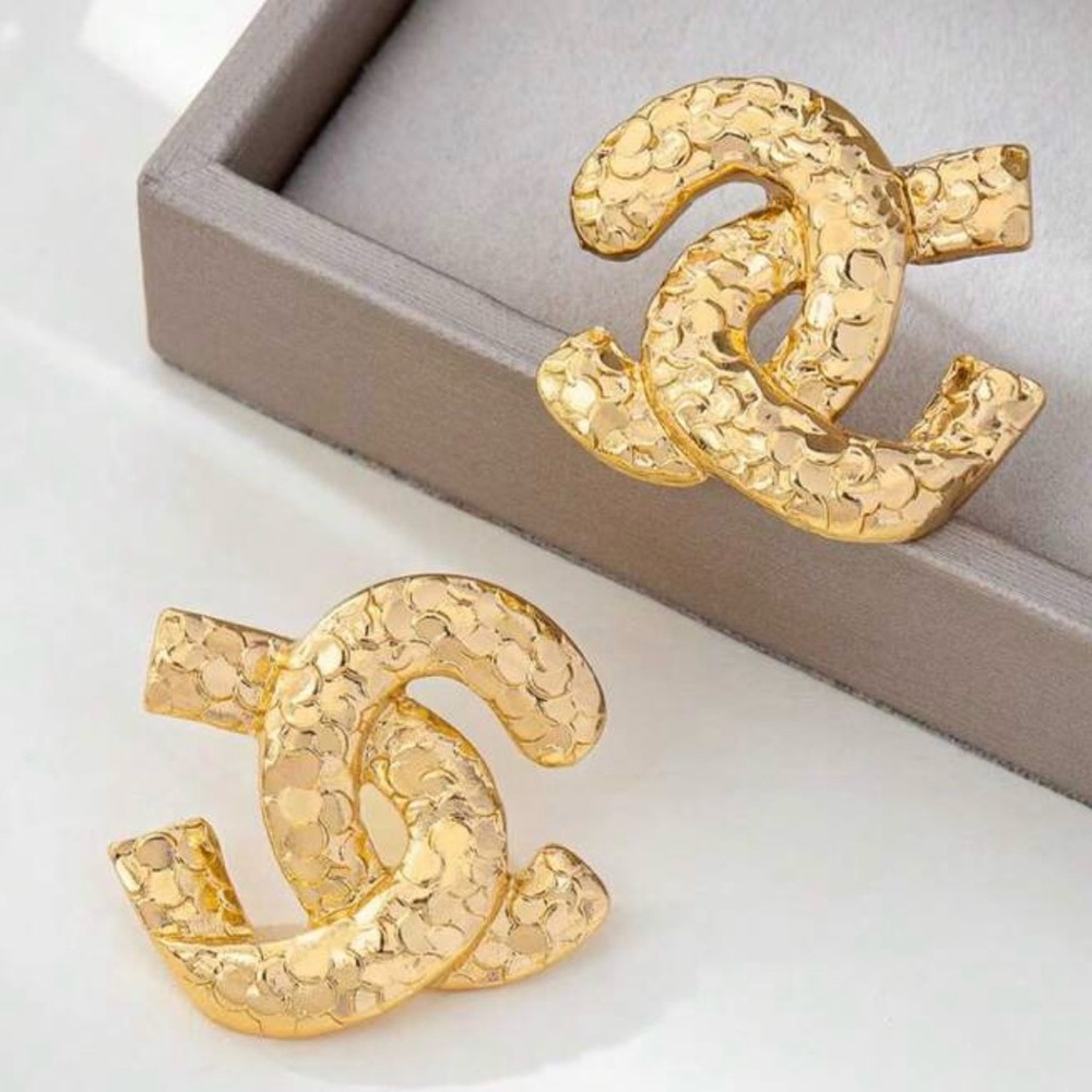Gold Textured Women's Earrings